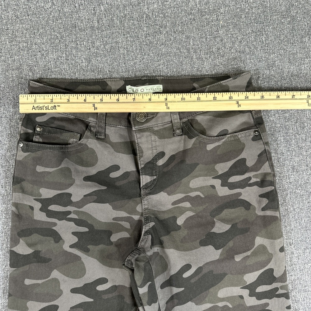 Cleo Petites Womens Size 4 Camo Skinny Jeans Gray Stretch Mid Rise Pants - Picture 3 of 6